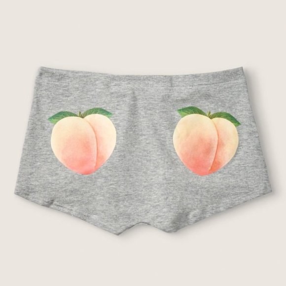 Victoria's Secret PINK Cotton Shortie Panty Gray w Peach Graphic Large NEW - Picture 1 of 2